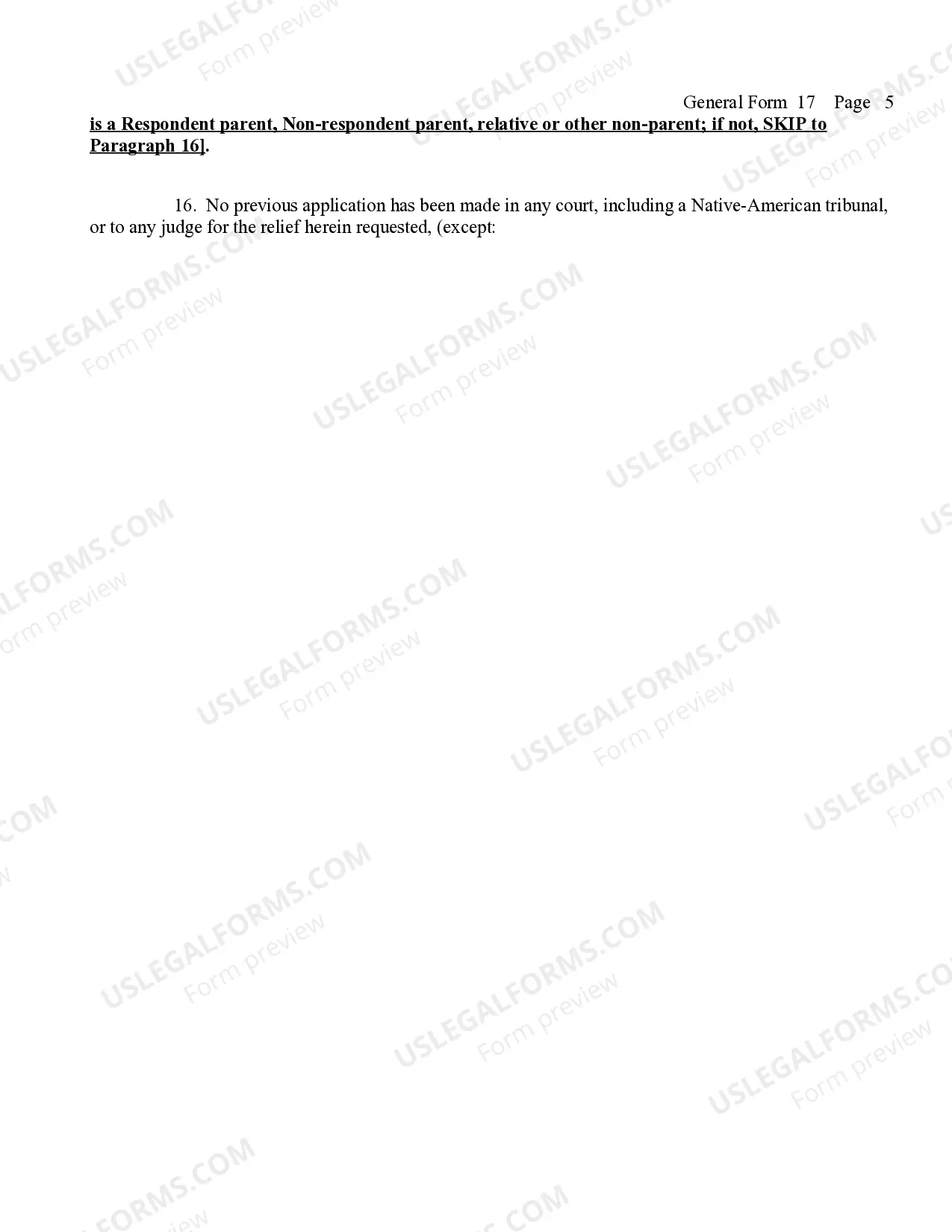 Preview Petition (For Custody And Or Visitation)