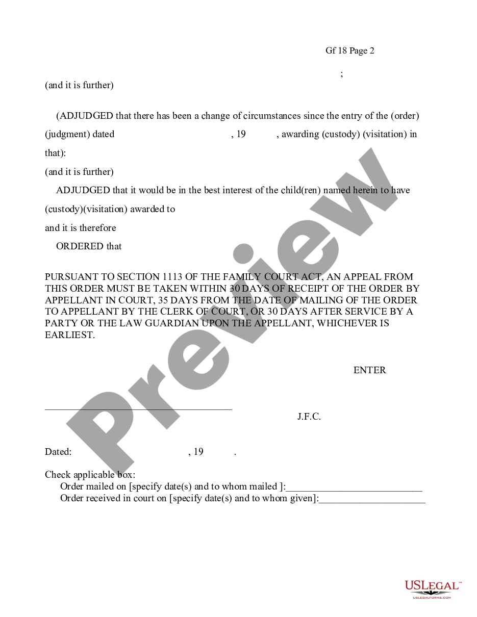 page 1 Order Directing - Custody - Visitation 12-97 preview