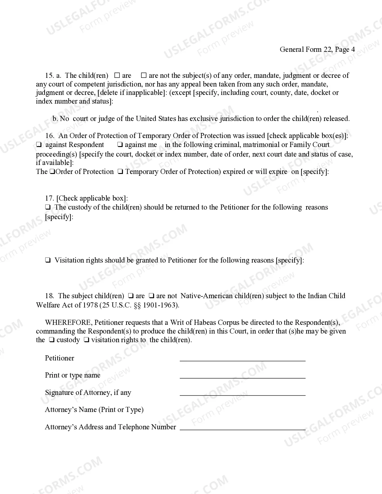 Preview Petition For Writ of Habeas Corpus