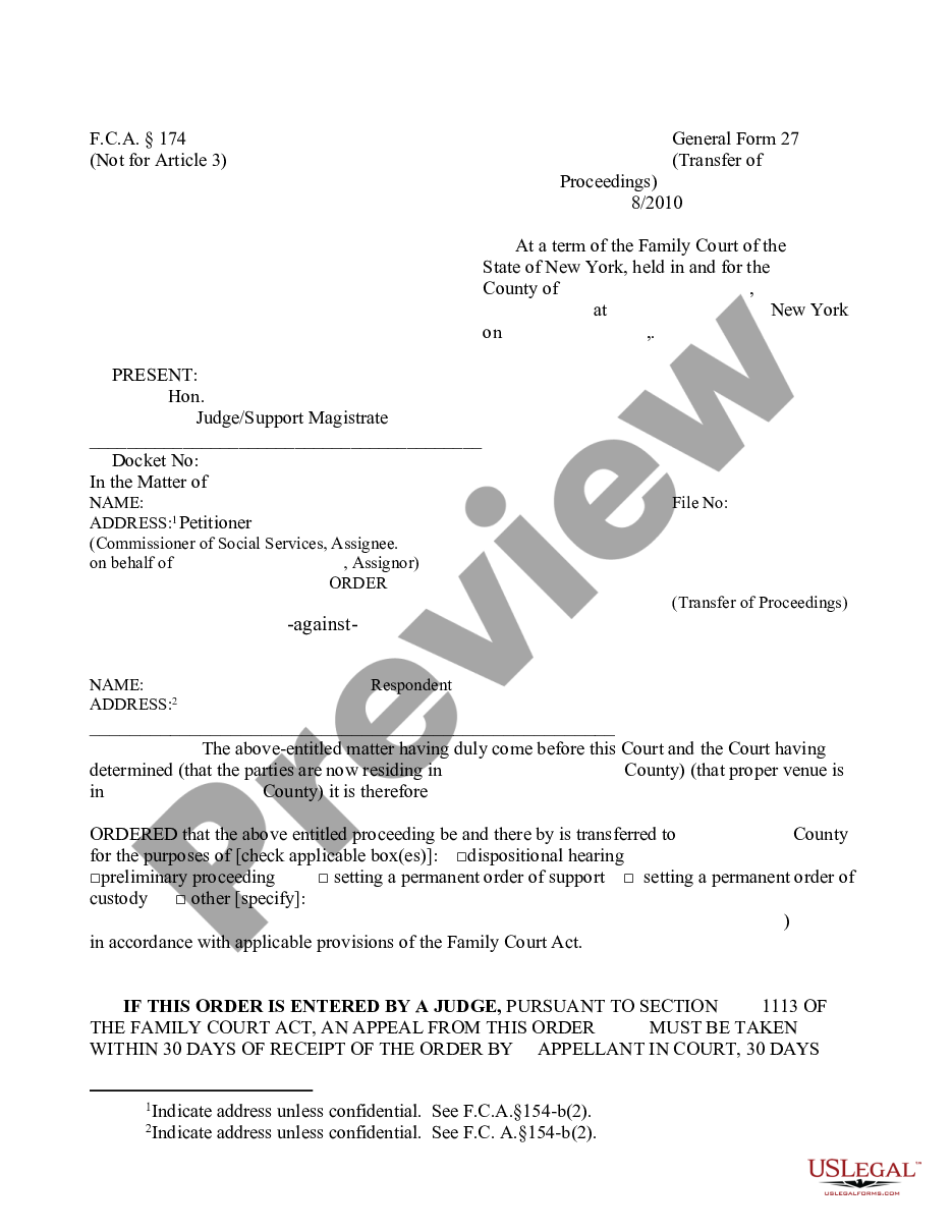 page 0 Order - Transfer of Proceedings preview