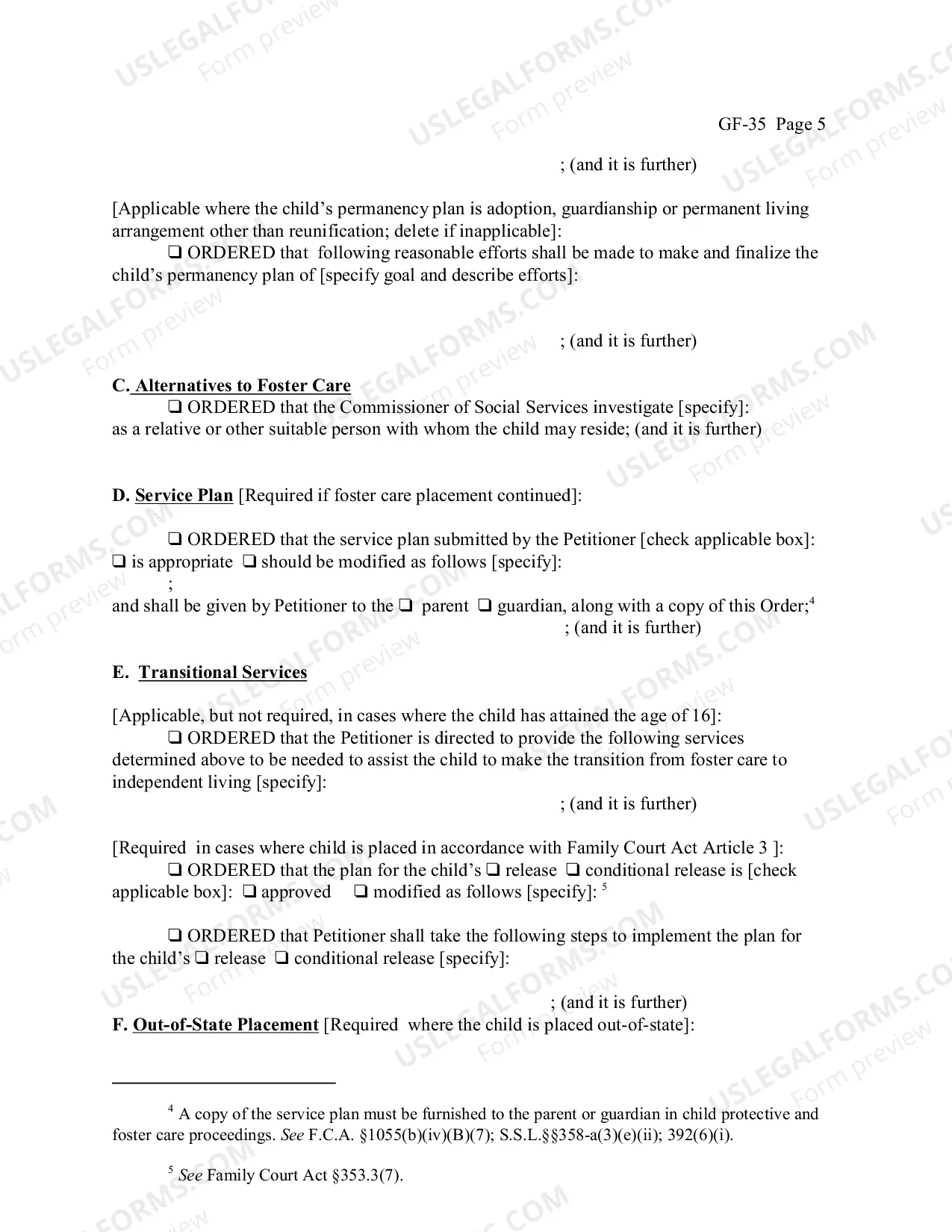 Preview Permanency Hearing Order