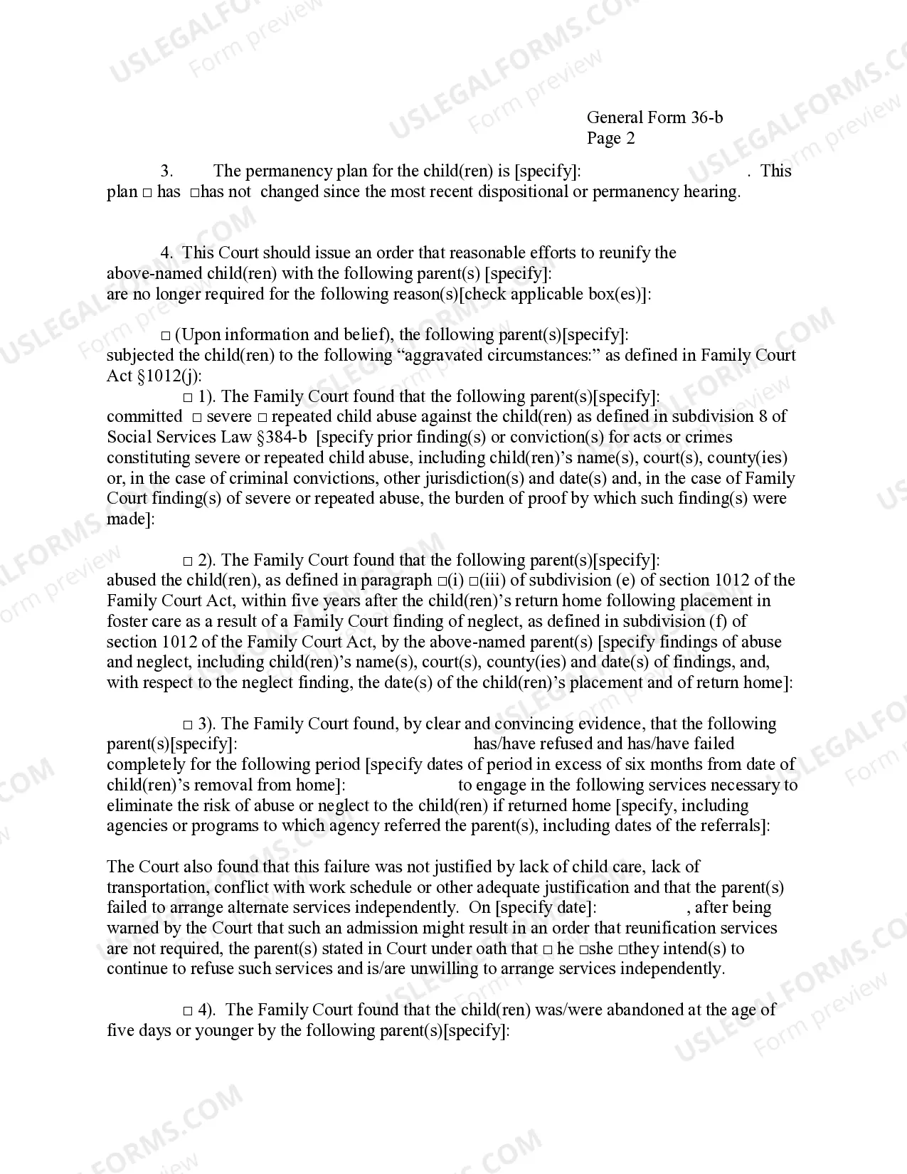 Preview Affirmation In Support of Motion For An Order That Reasonable Efforts Are Not Required