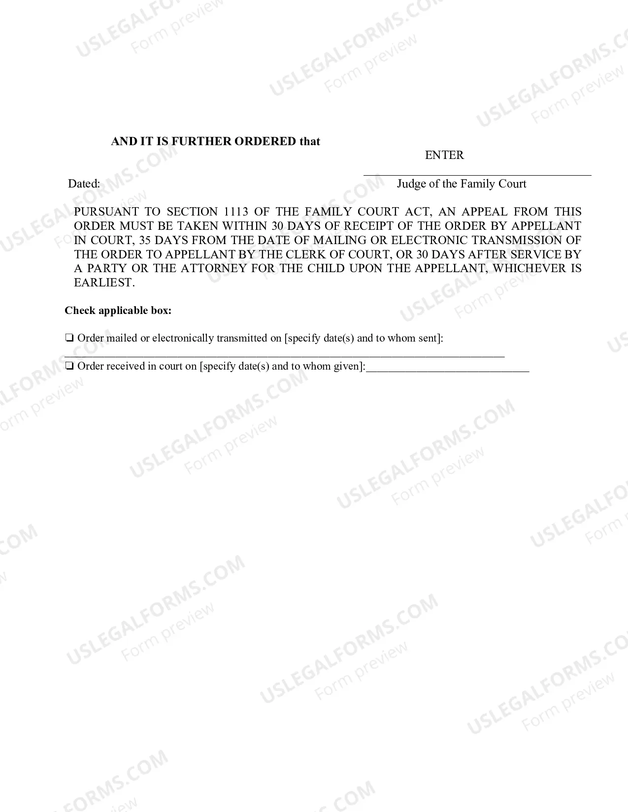Preview Order On Petition For Modification of Order of Custody Or Visitation Made By Family Or Supreme Court