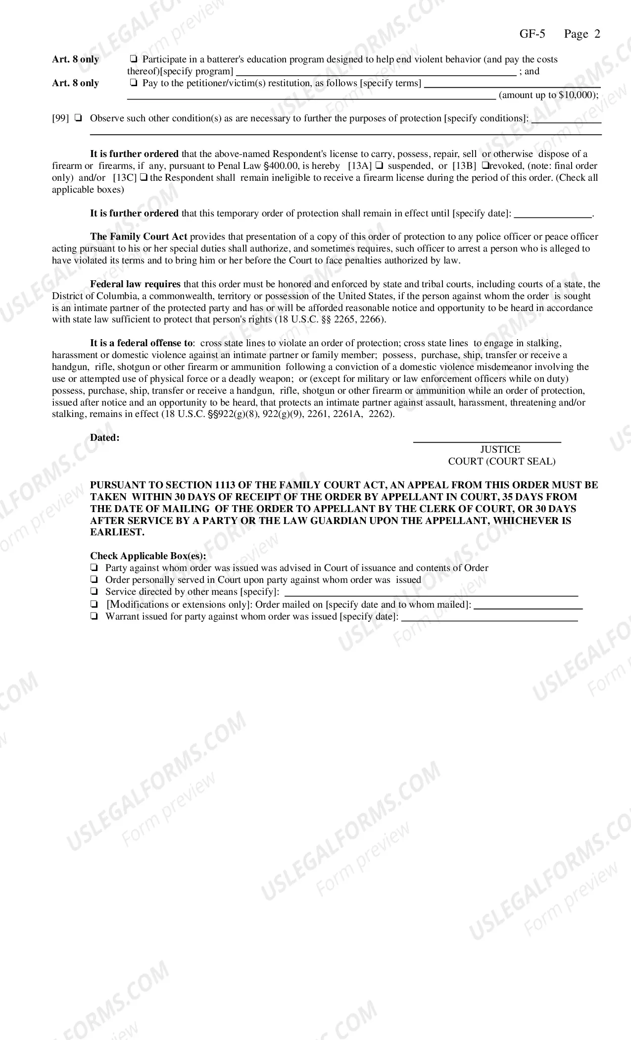 Preview Temporary Order of Protection - Integrated Domestic Violence