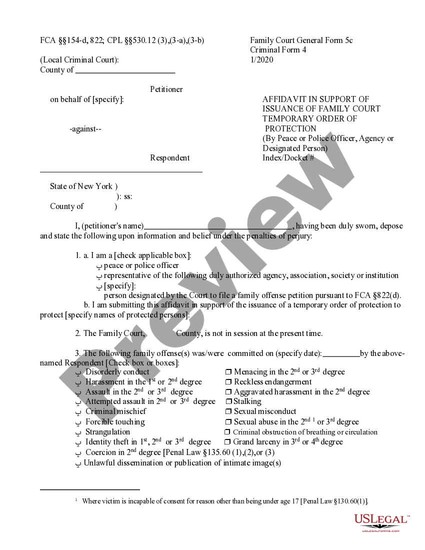Bronx New York Affidavit In Support Of Modification Of Family Court 