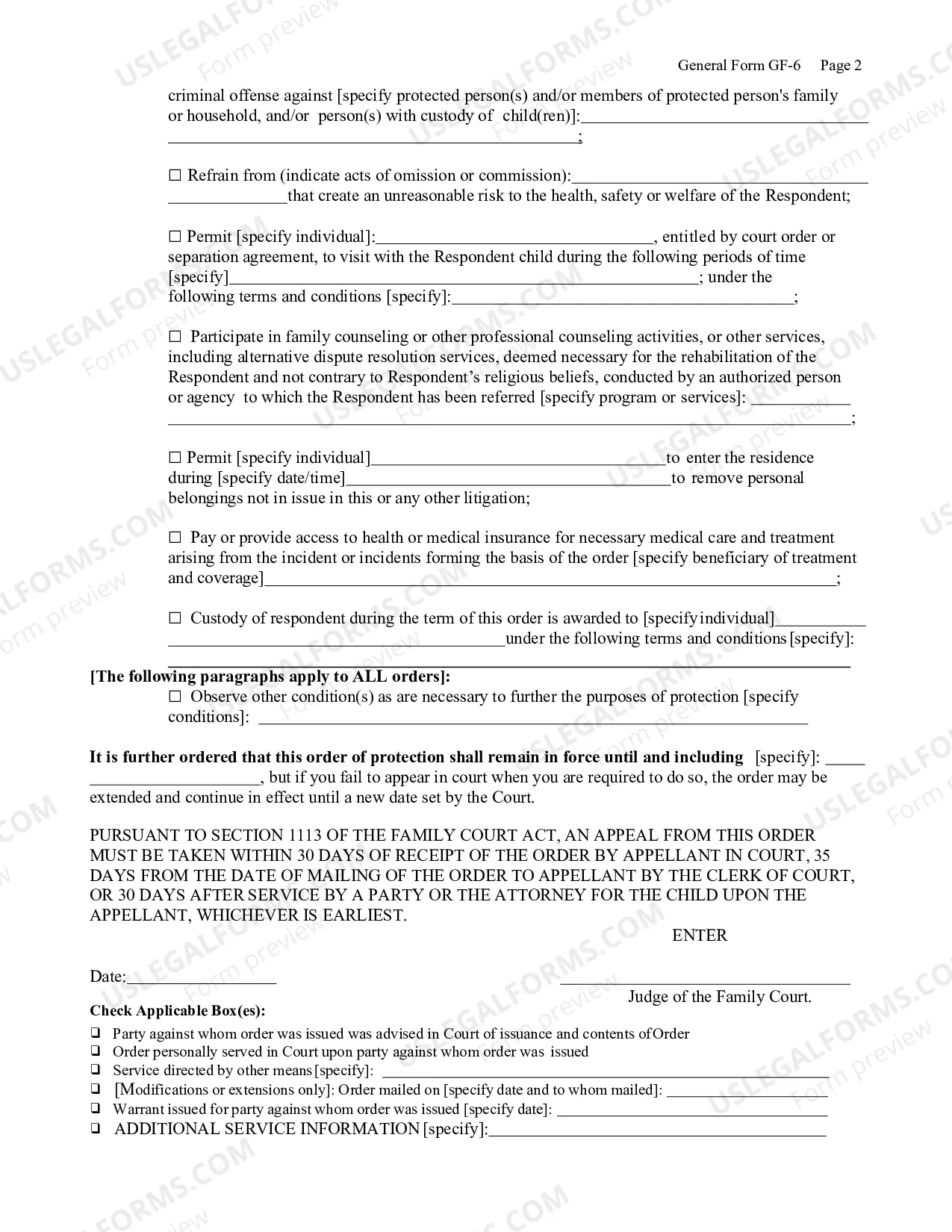 Preview Temporary Order of Protection