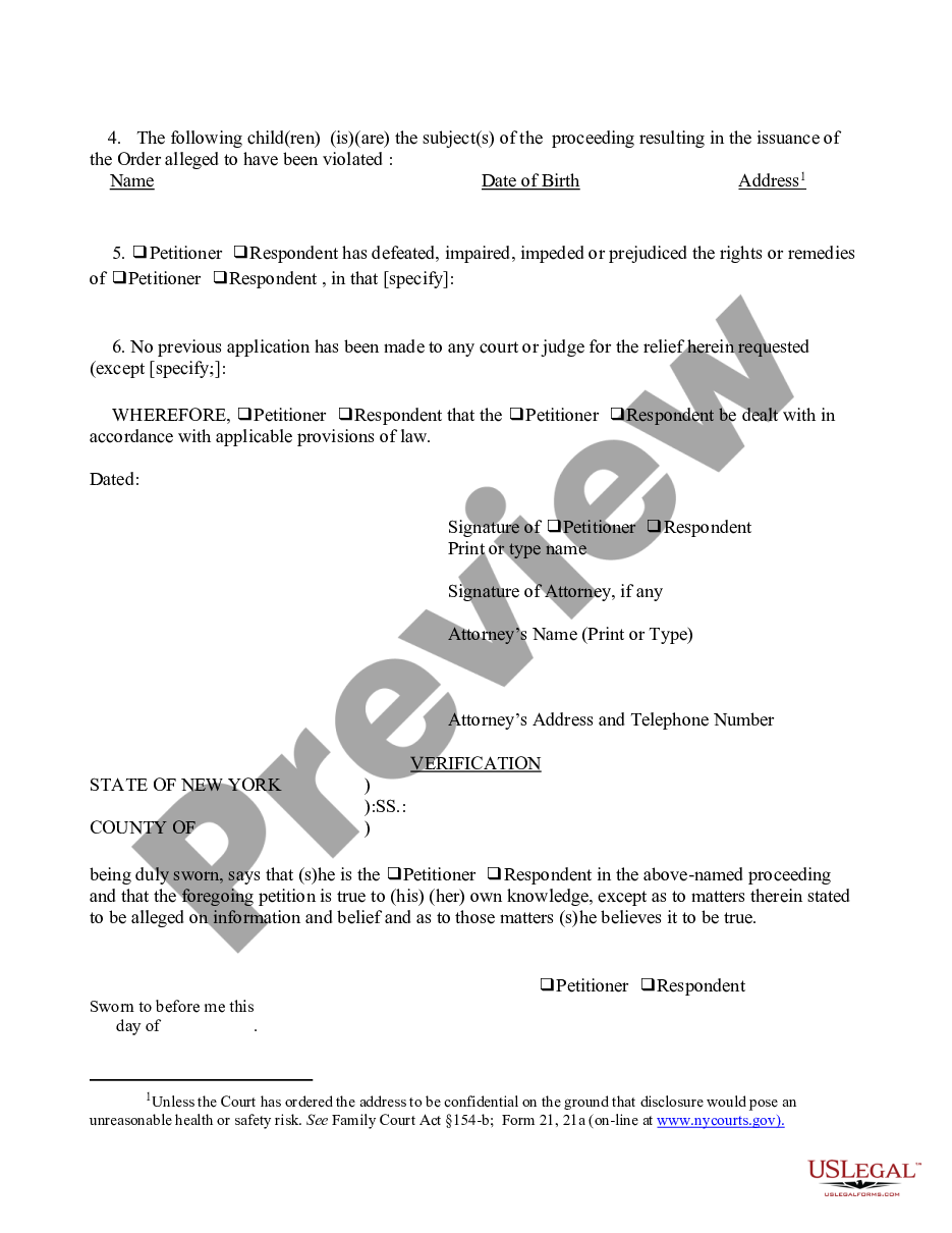 page 1 Petition - Violation of Court Order preview