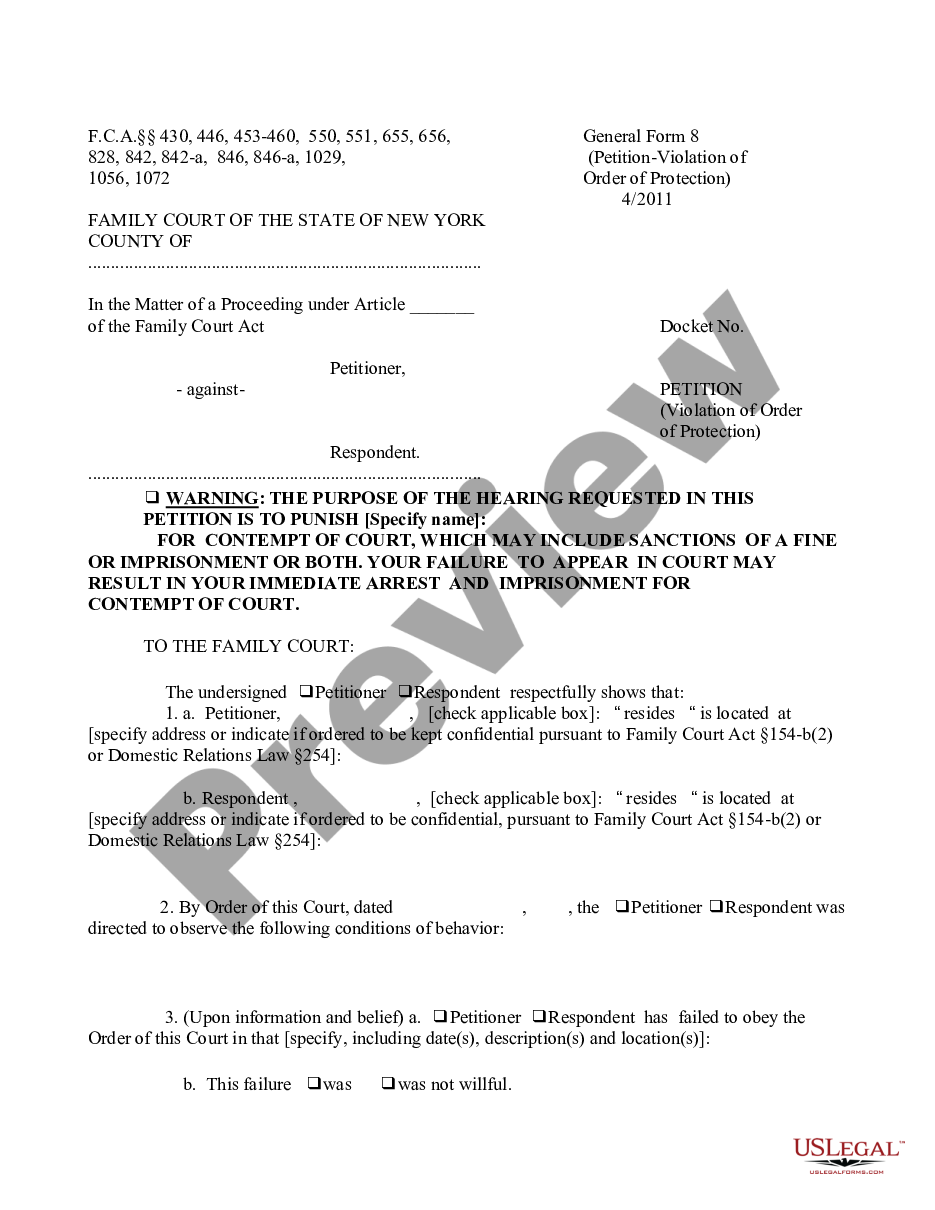 page 0 Petition - Violation of Order of Protection preview