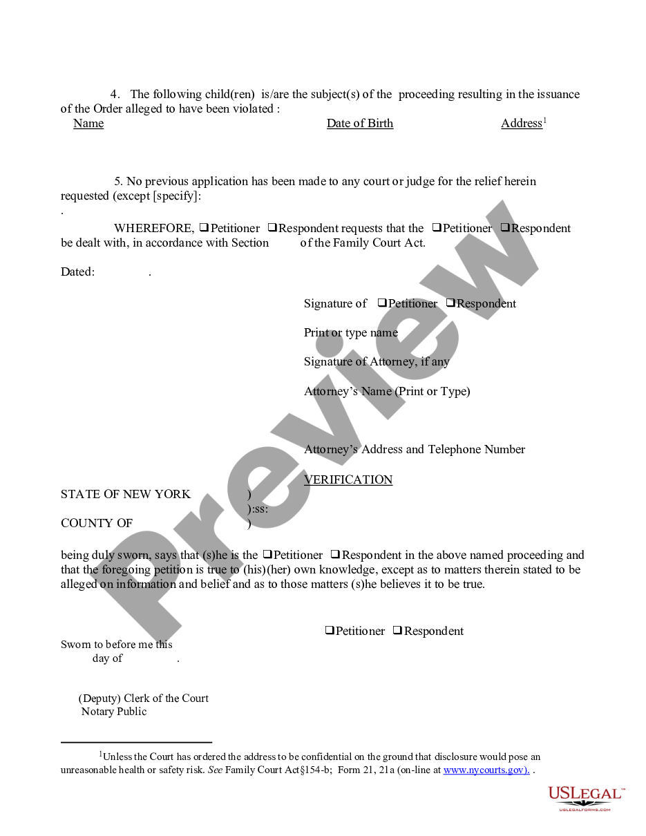 page 1 Petition - Violation of Order of Protection preview