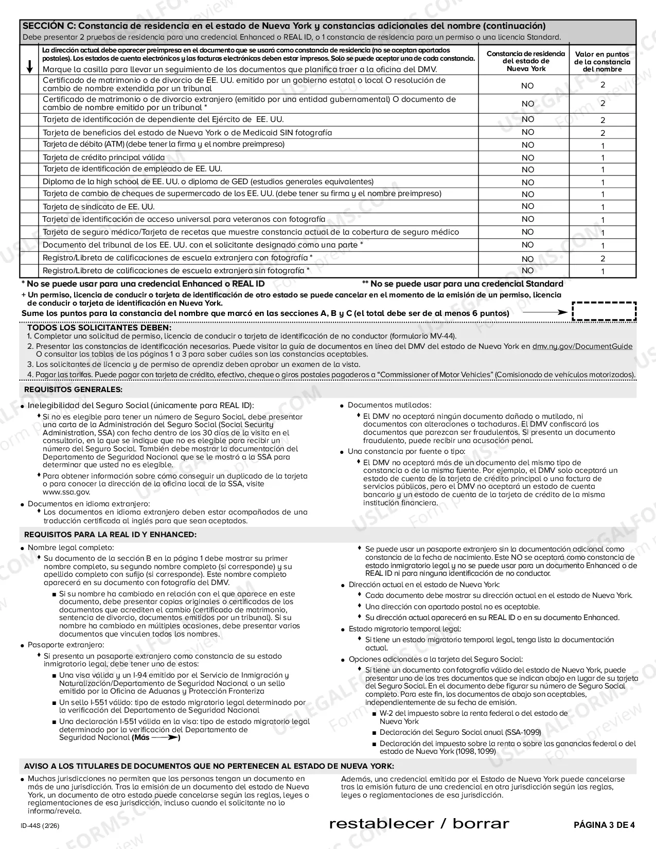 Preview Comprobantes de Identidad para permiso de aprendizaje, licencia de conducir, y no conductores de tarjetas ID