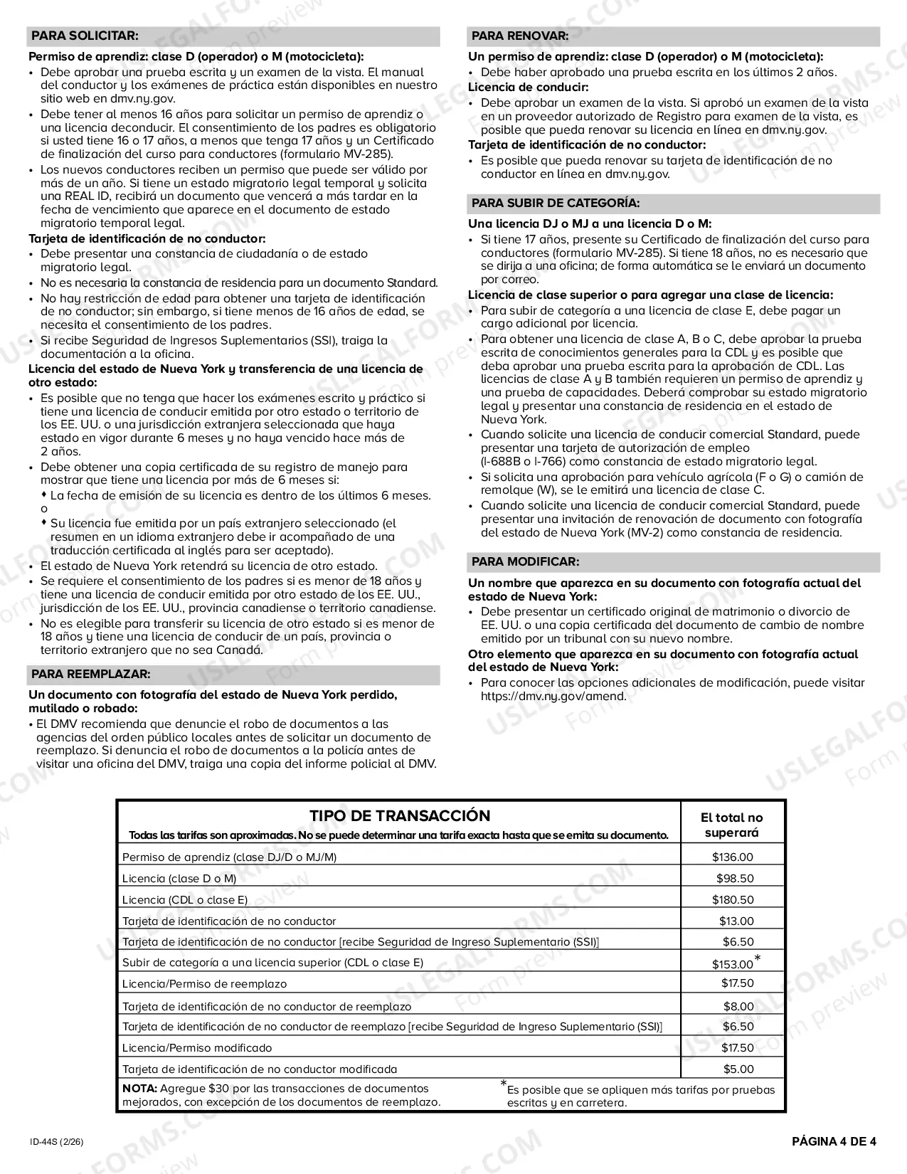 Preview Comprobantes de Identidad para permiso de aprendizaje, licencia de conducir, y no conductores de tarjetas ID