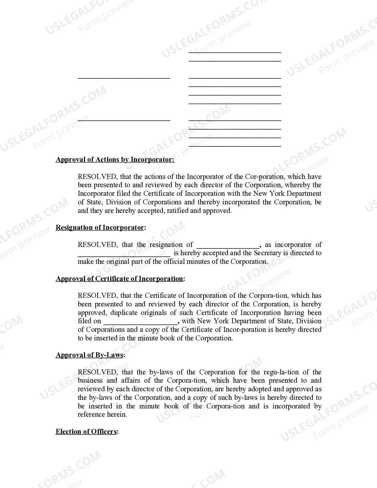 Preview Minutes for Organizational Meeting