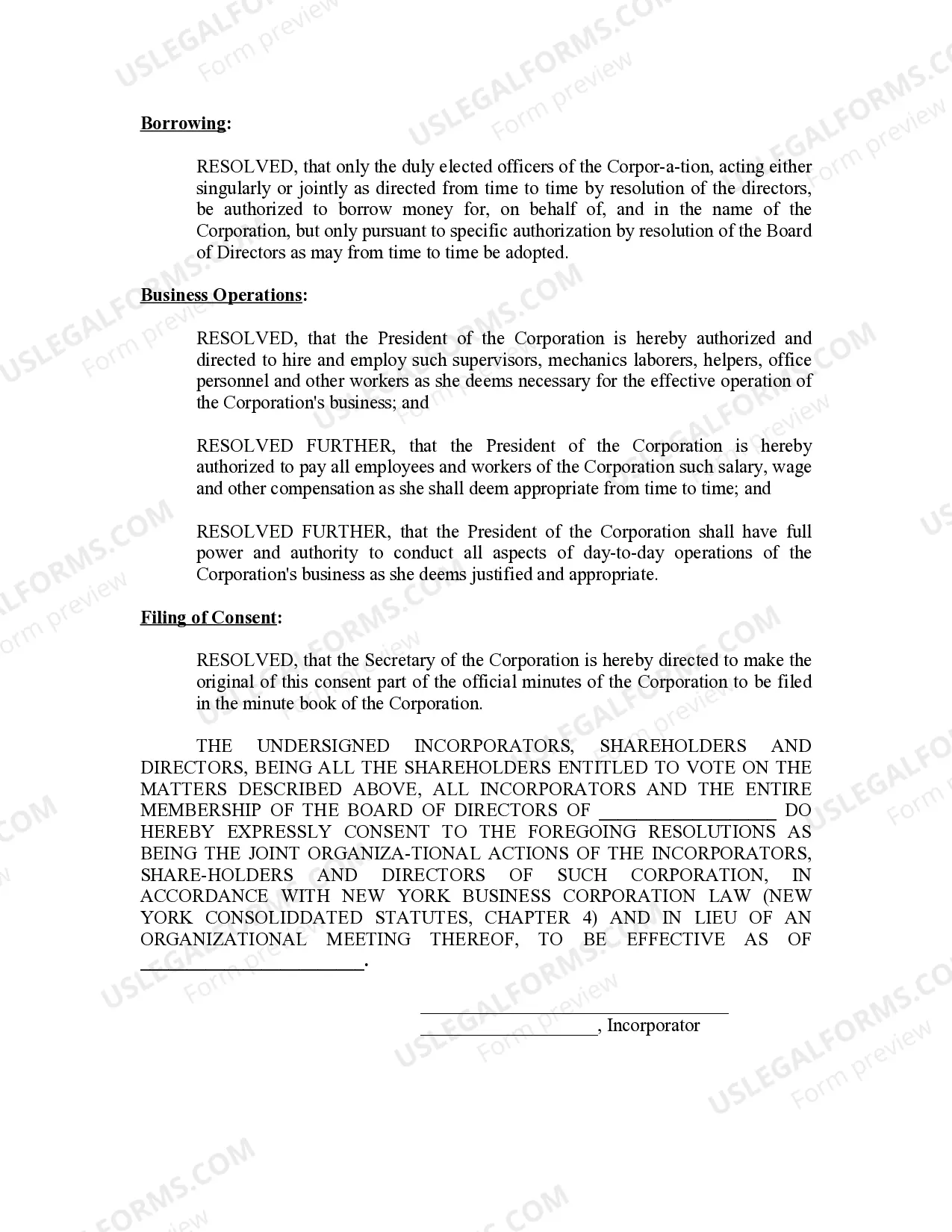 Preview Minutes for Organizational Meeting