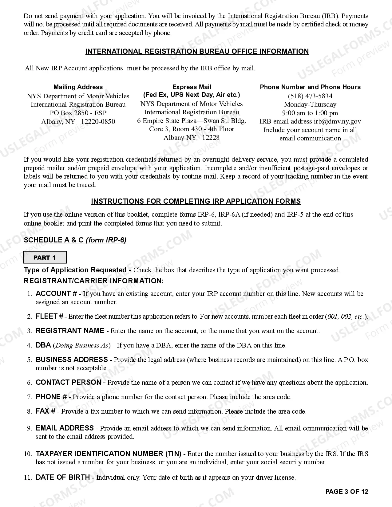 Preview Application Booklet for International Registration Plan