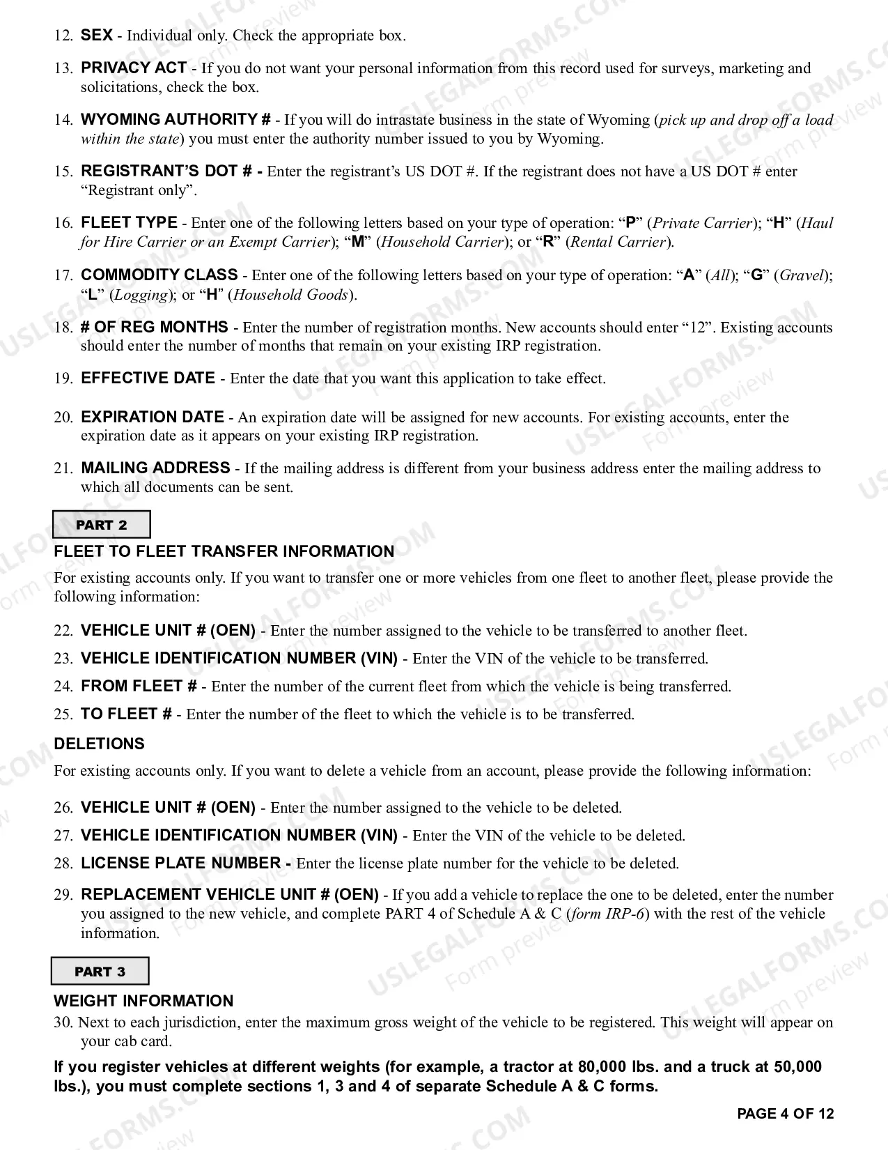 Preview Application Booklet for International Registration Plan