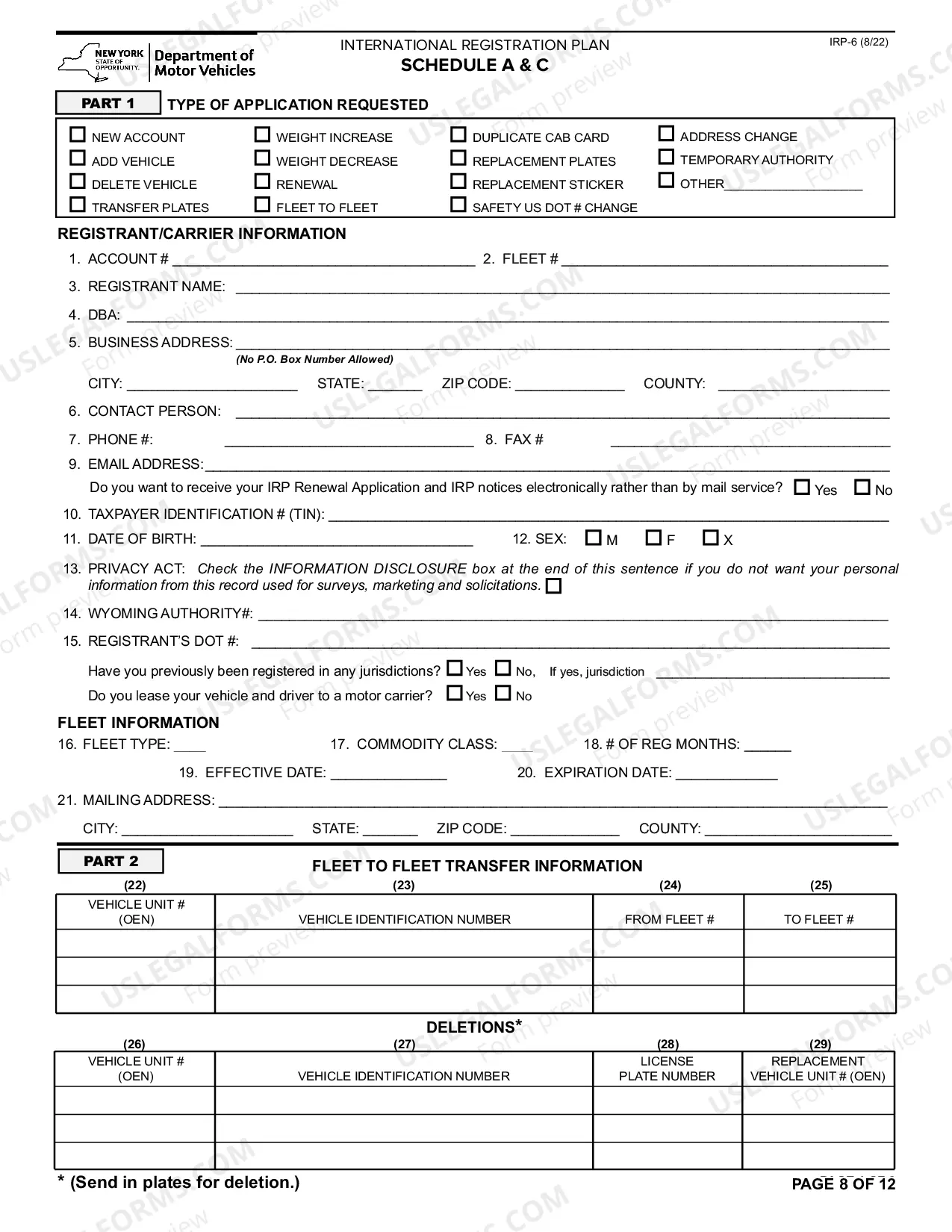 Preview Application Booklet for International Registration Plan