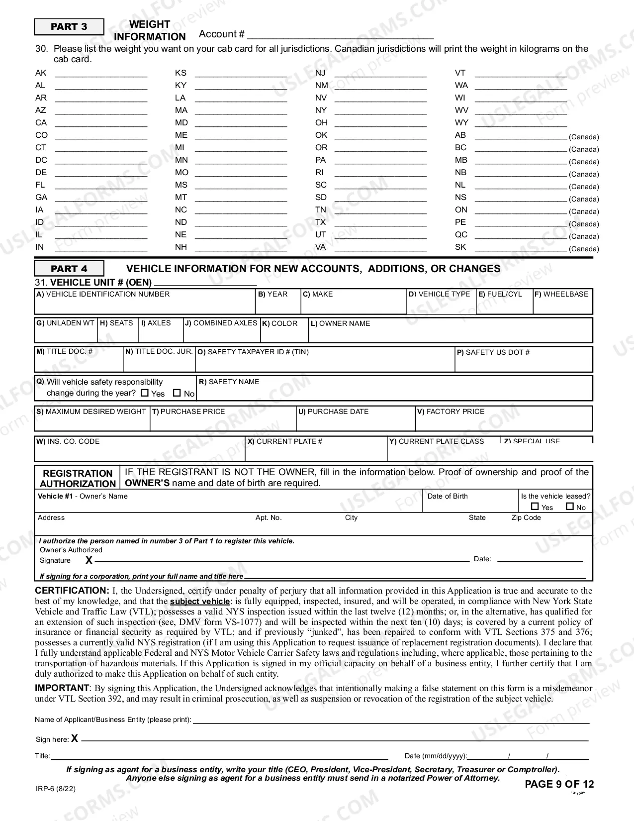 Preview Application Booklet for International Registration Plan