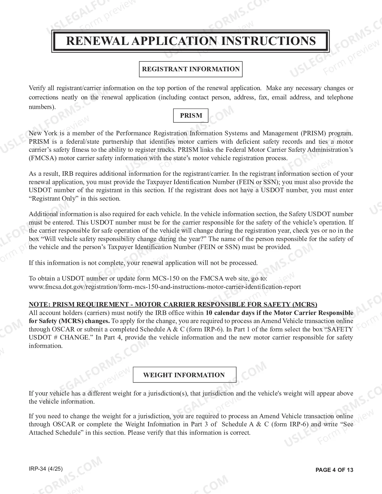 Preview IRP Renewal Packet