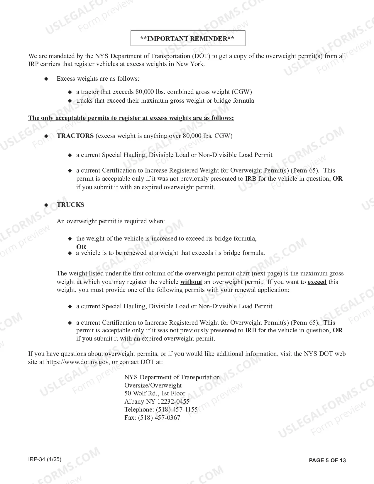 Preview IRP Renewal Packet