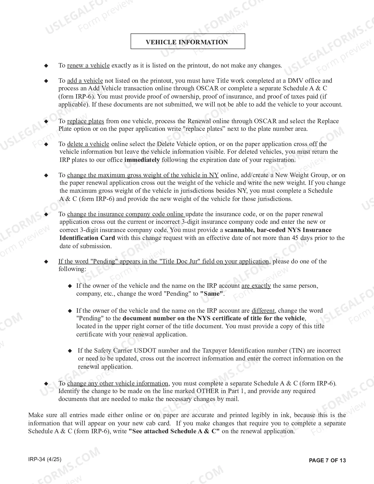 Preview IRP Renewal Packet