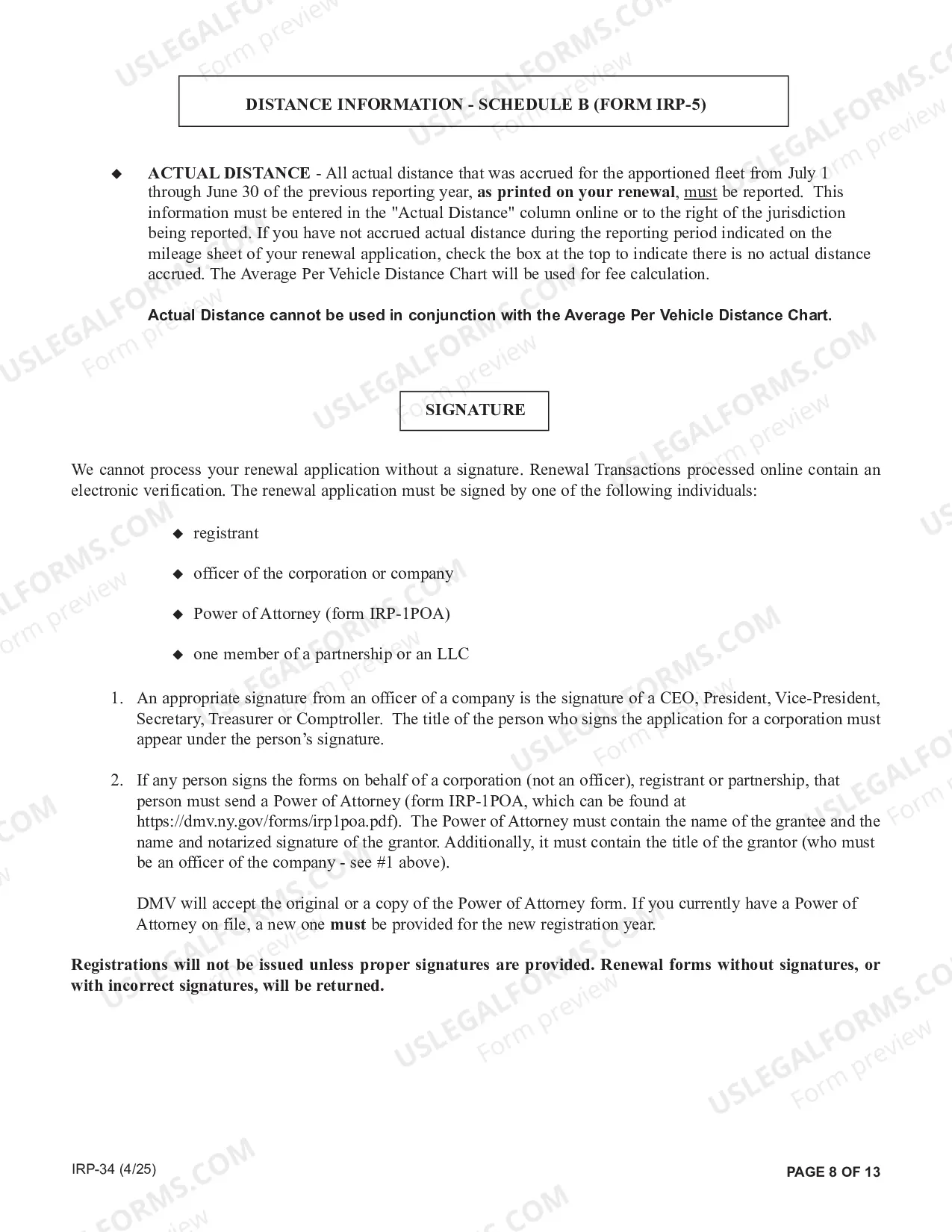 Preview IRP Renewal Packet