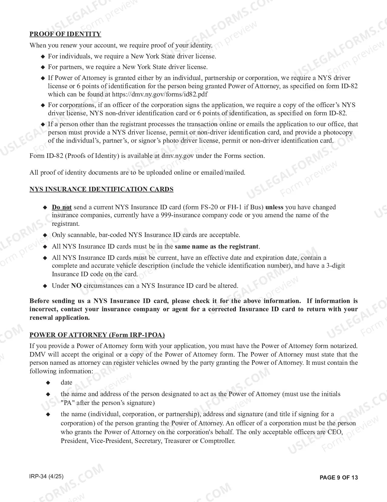 Preview IRP Renewal Packet