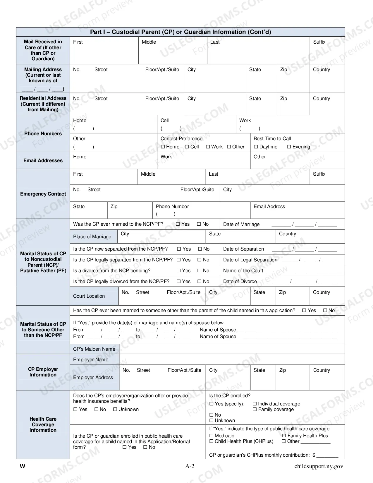 Preview LDSS 4882 Application for Child Support Services