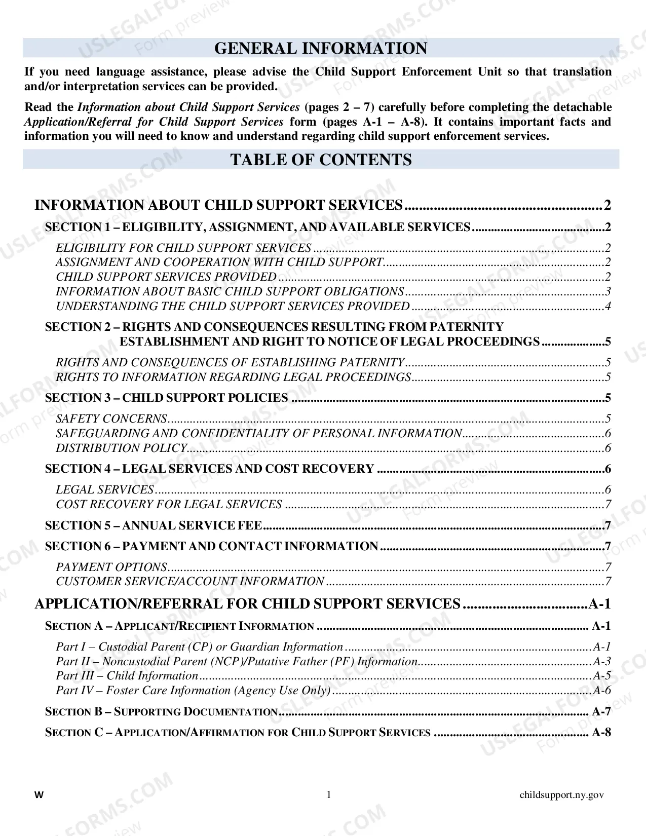 Preview LDSS 4882 Application for Child Support Services