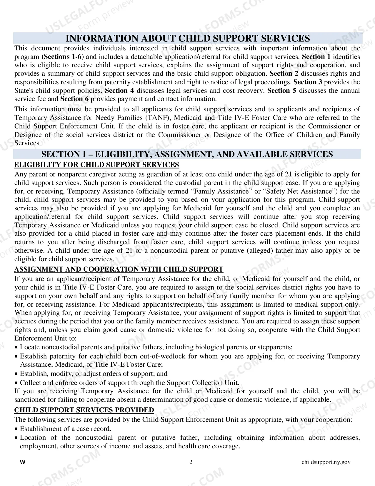 Preview LDSS 4882 Application for Child Support Services