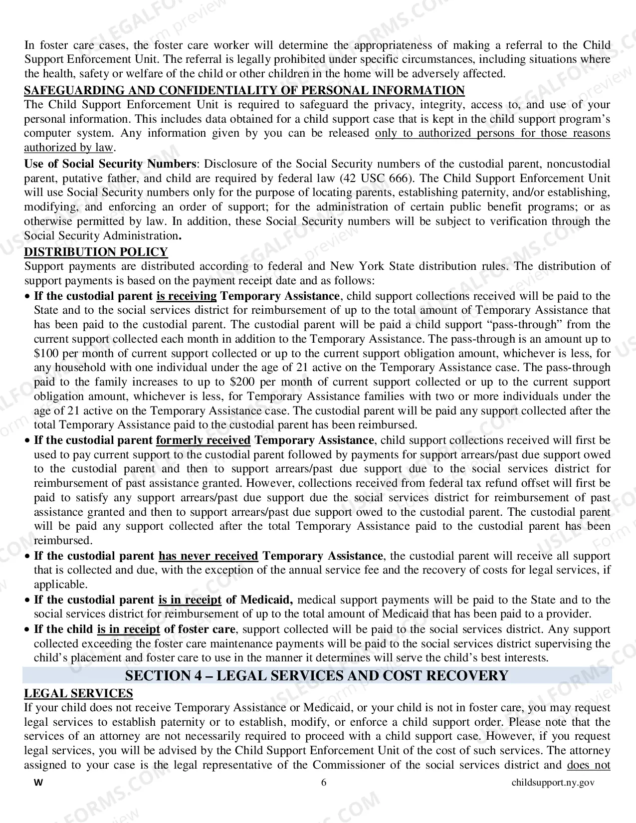 Preview LDSS 4882 Application for Child Support Services