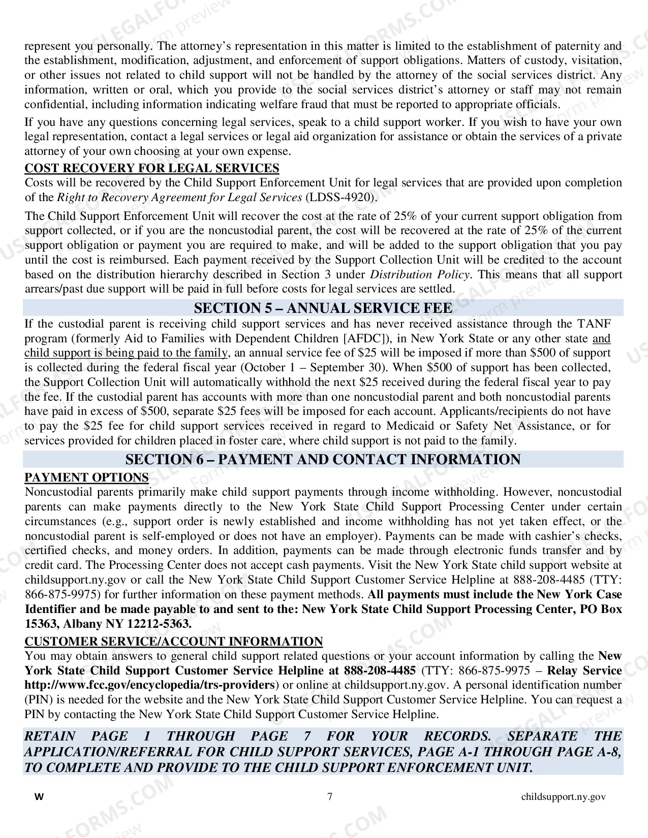 Preview LDSS 4882 Application for Child Support Services