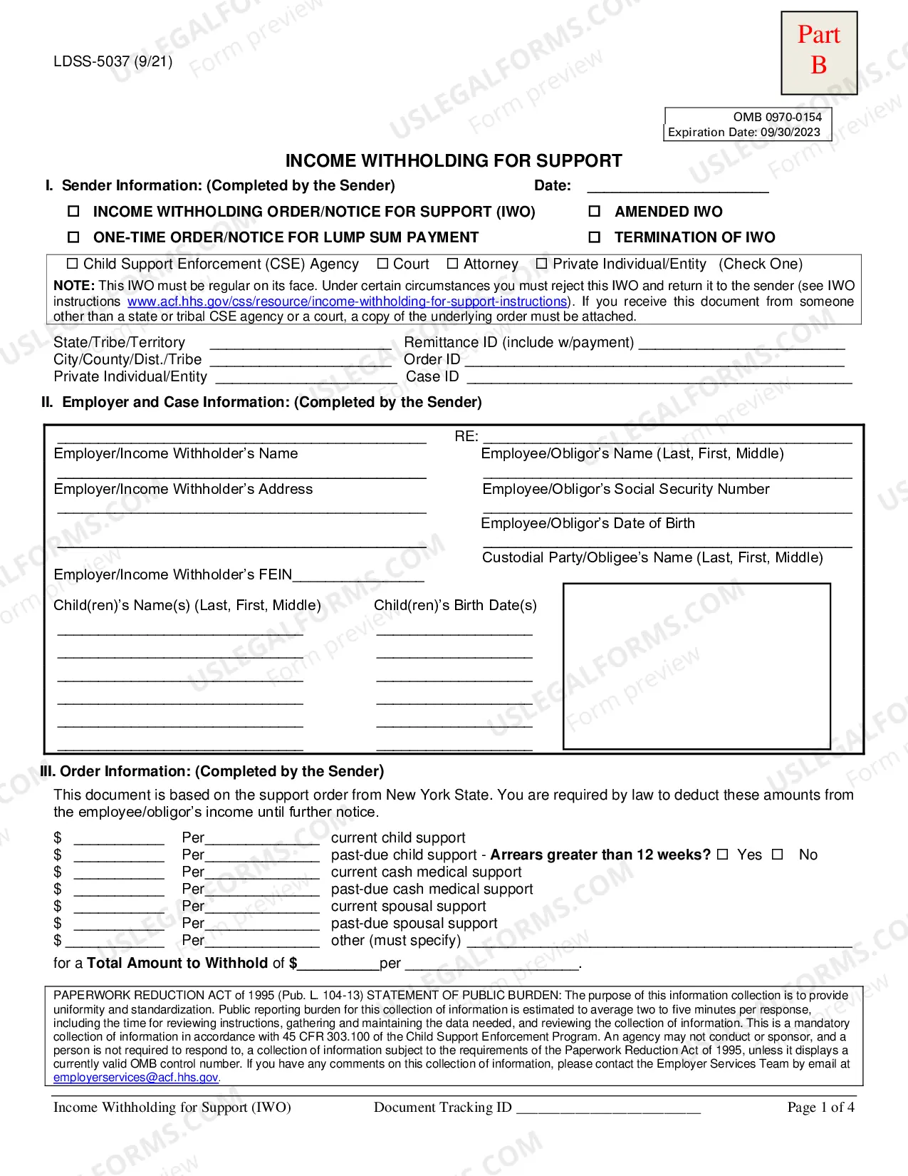 Preview Non-IV-D Income Withholding Order (LDSS-5037)