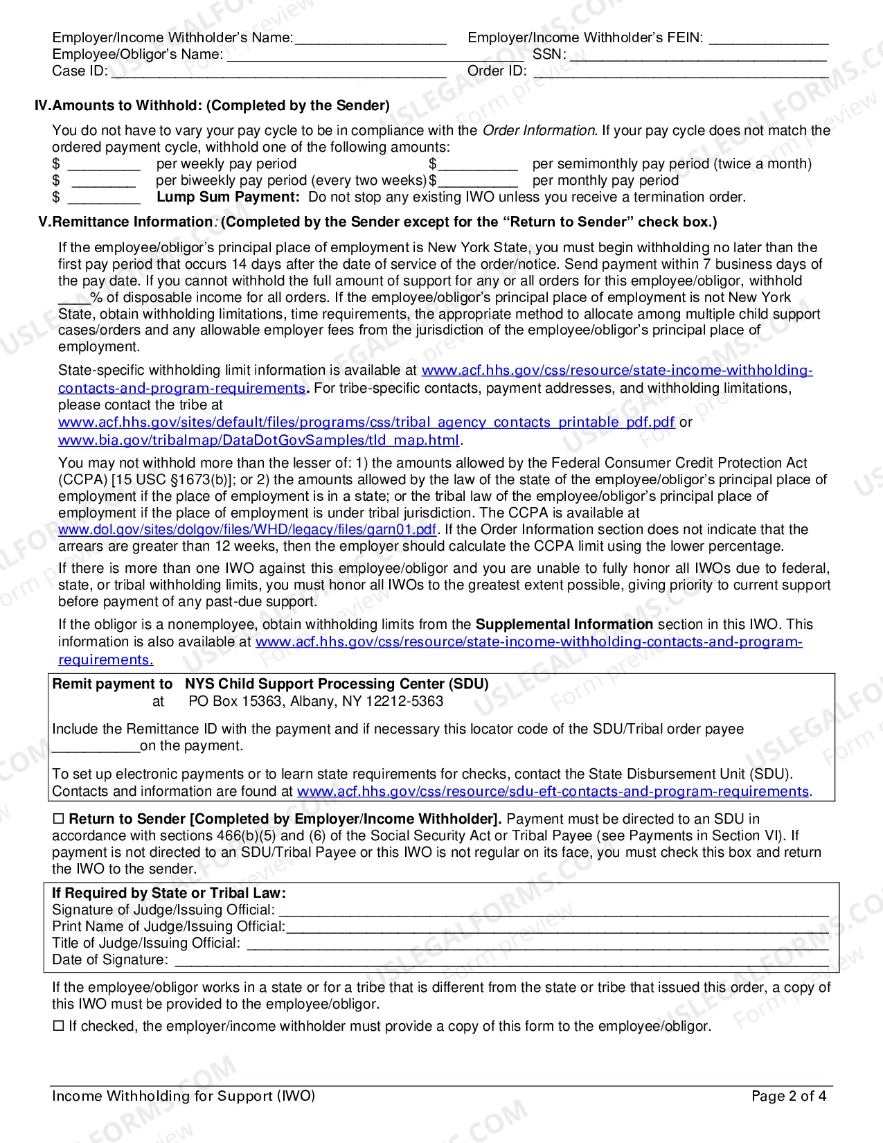 Preview Non-IV-D Income Withholding Order (LDSS-5037)