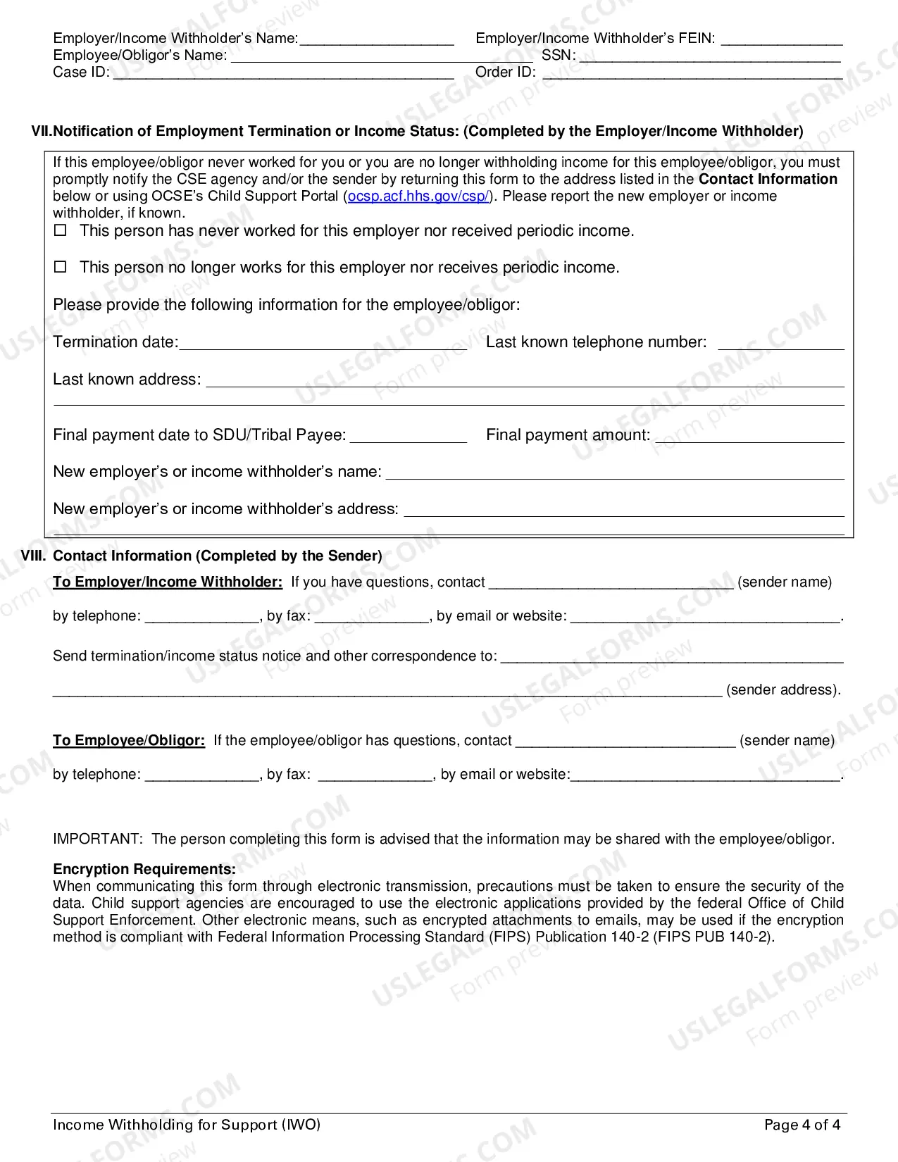 Preview Non-IV-D Income Withholding Order (LDSS-5037)