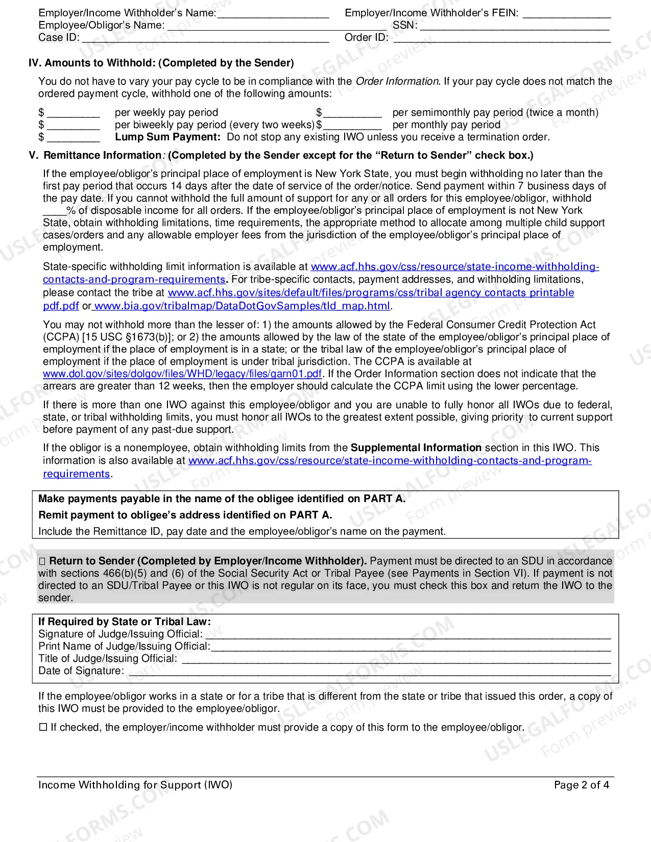 Preview Spousal Support Only Income Withholding Order (LDSS-5038)
