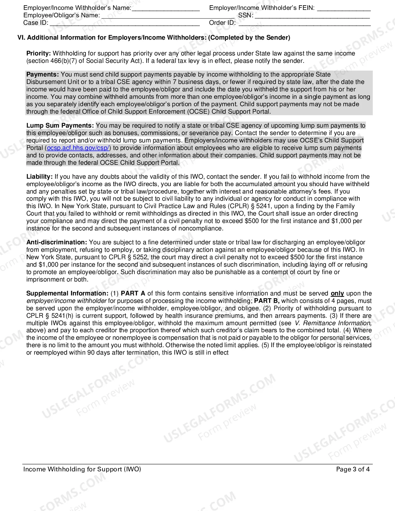 Preview Spousal Support Only Income Withholding Order (LDSS-5038)