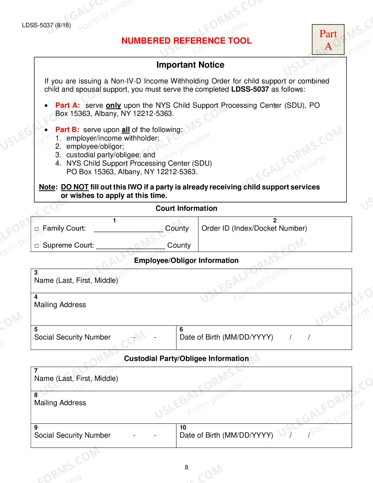 Preview Income Withholding For Support: General Information and Instructions (LDSS-5039)
