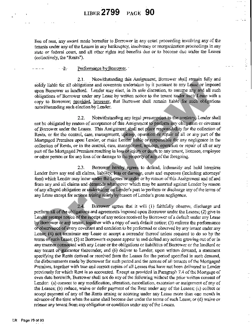 Preview Sample Assignment of Rents and Leases