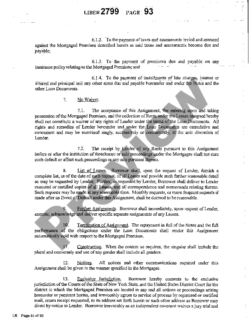 Preview Sample Assignment of Rents and Leases