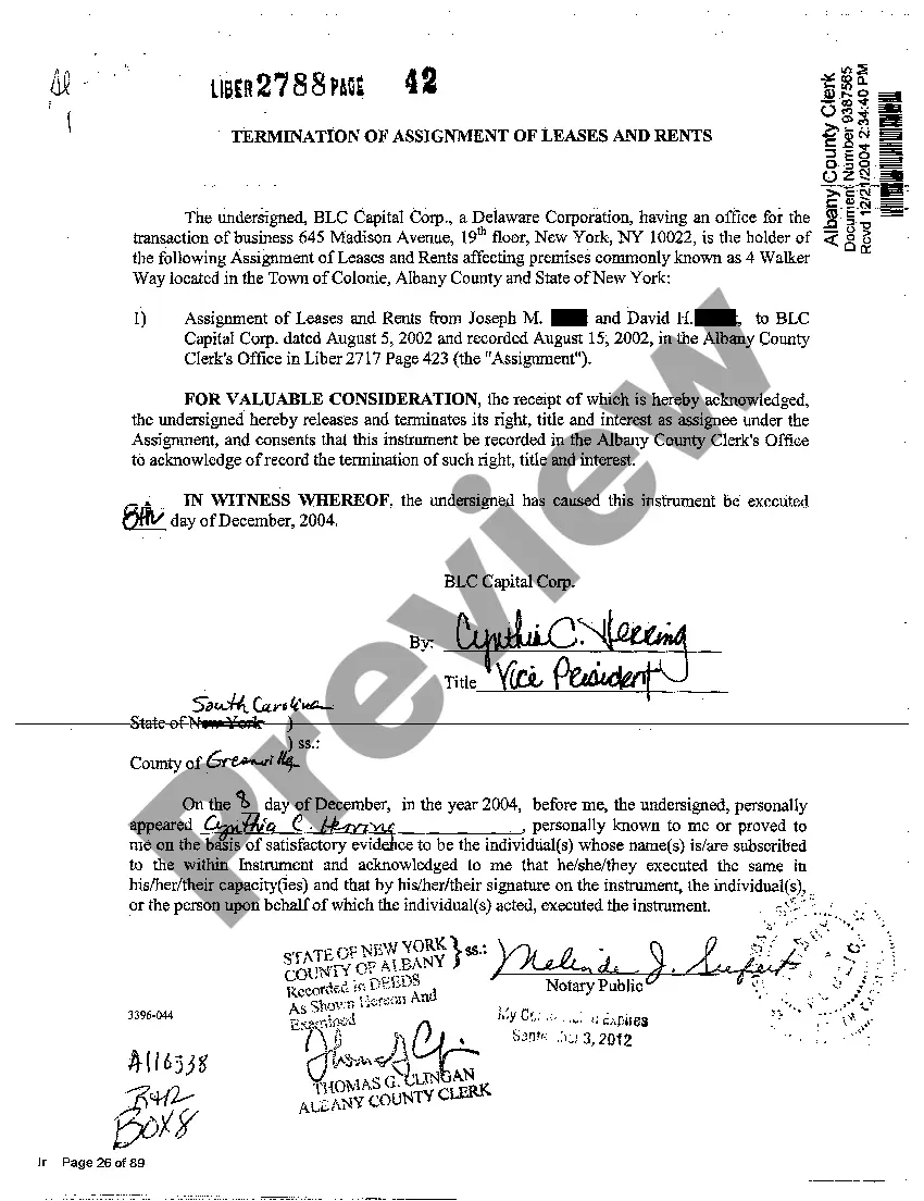 Preview Sample Termination of Assignment of Leases and Rents