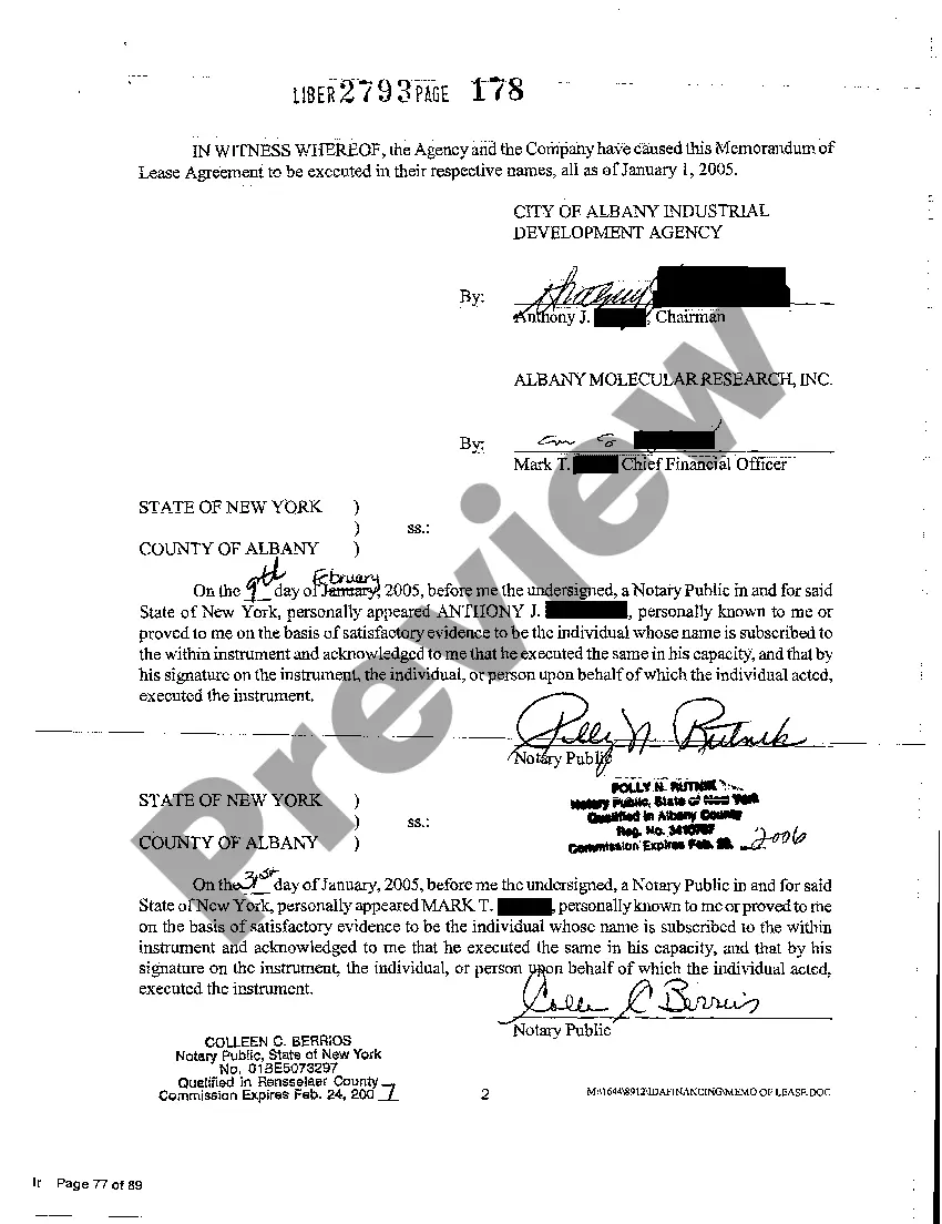 Preview Memorandum of Lease Agreement