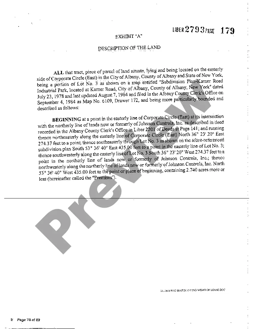 Preview Memorandum of Lease Agreement