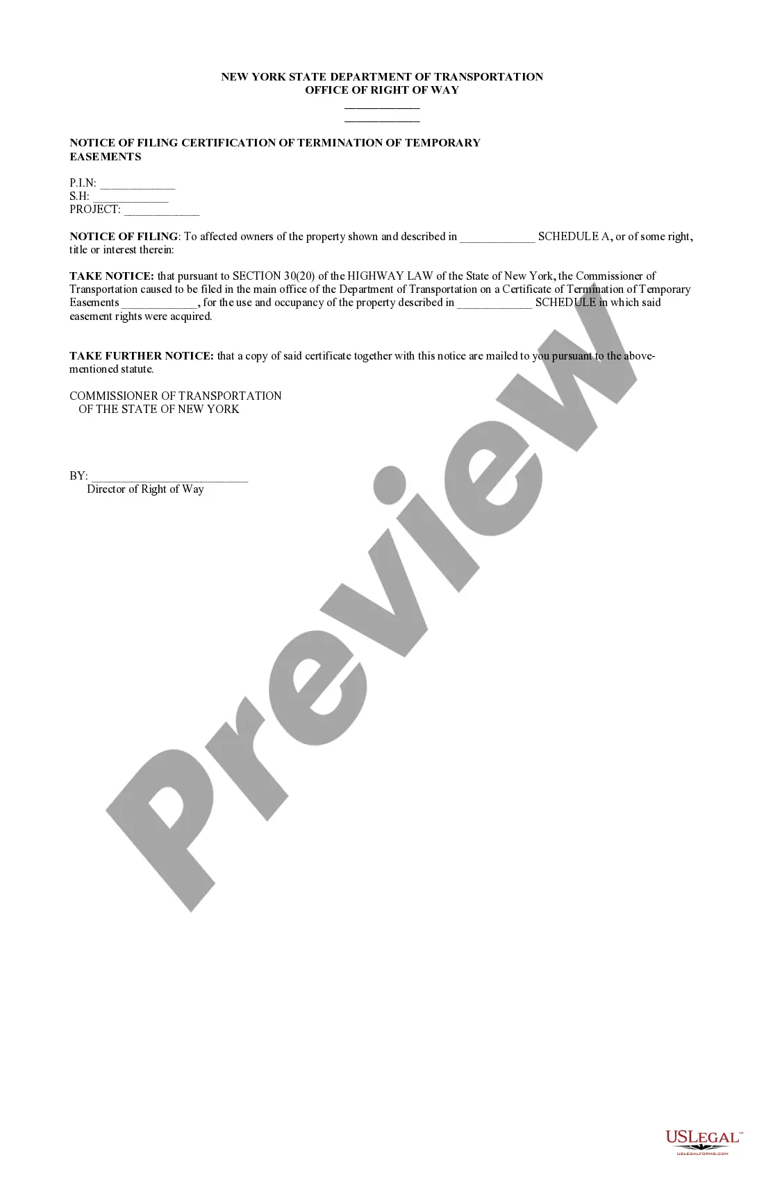 Get Certificate of Termination of Temporary Easements Preview Certificate of Termination of Temporary Easements