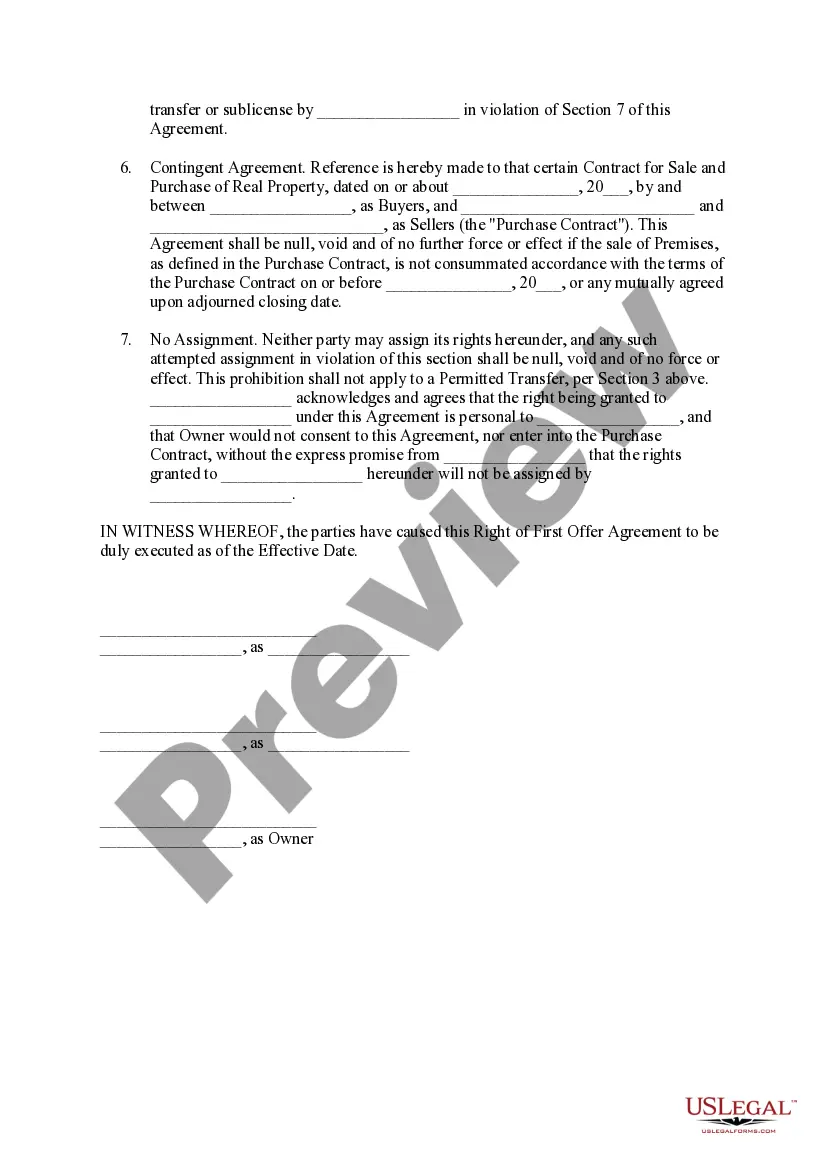 Preview Right of First Offer Agreement