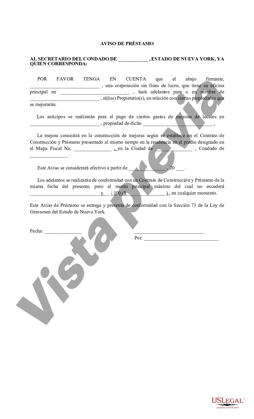 Preview Aviso de préstamo