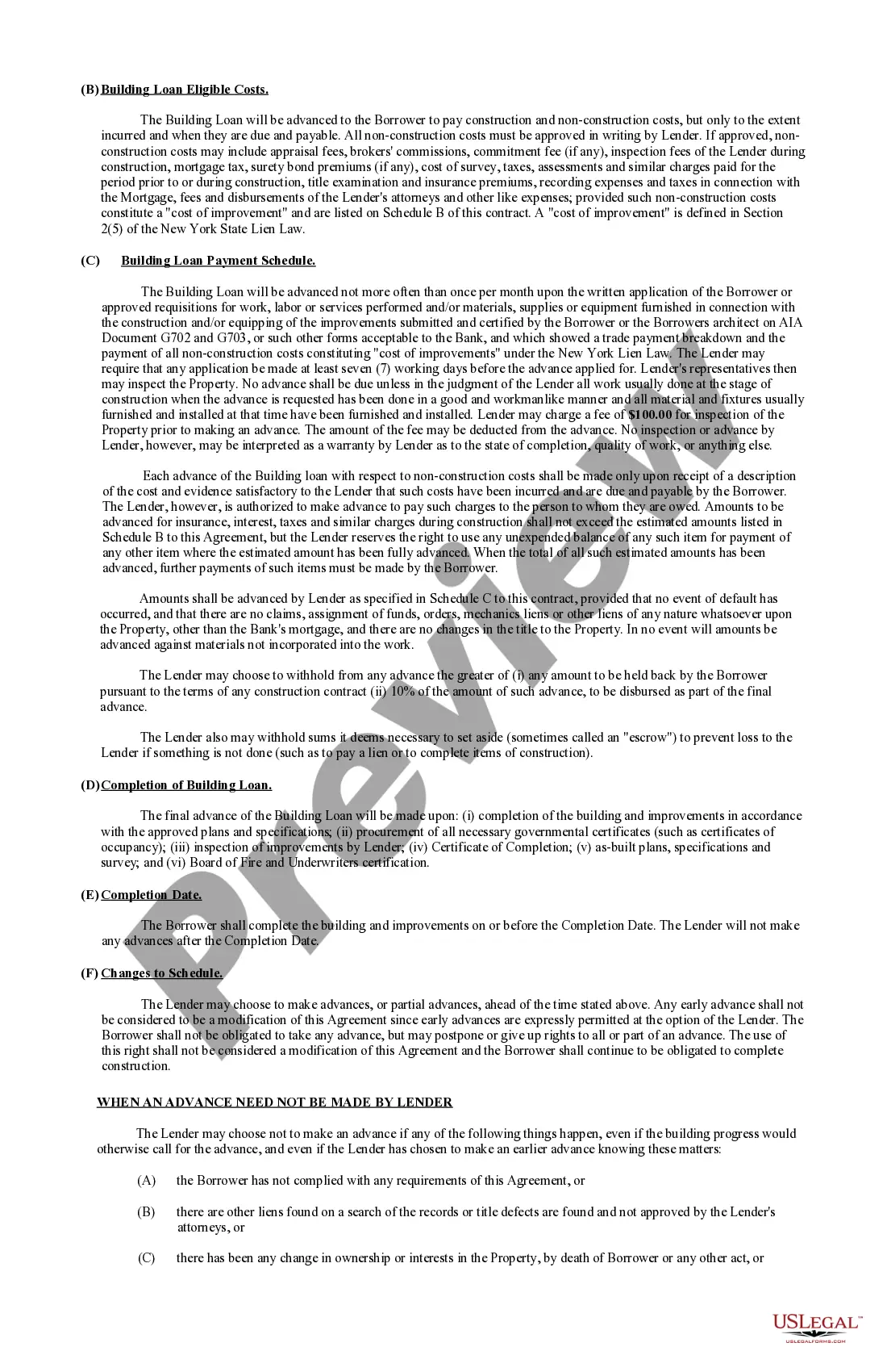 Preview Building Loan Agreement