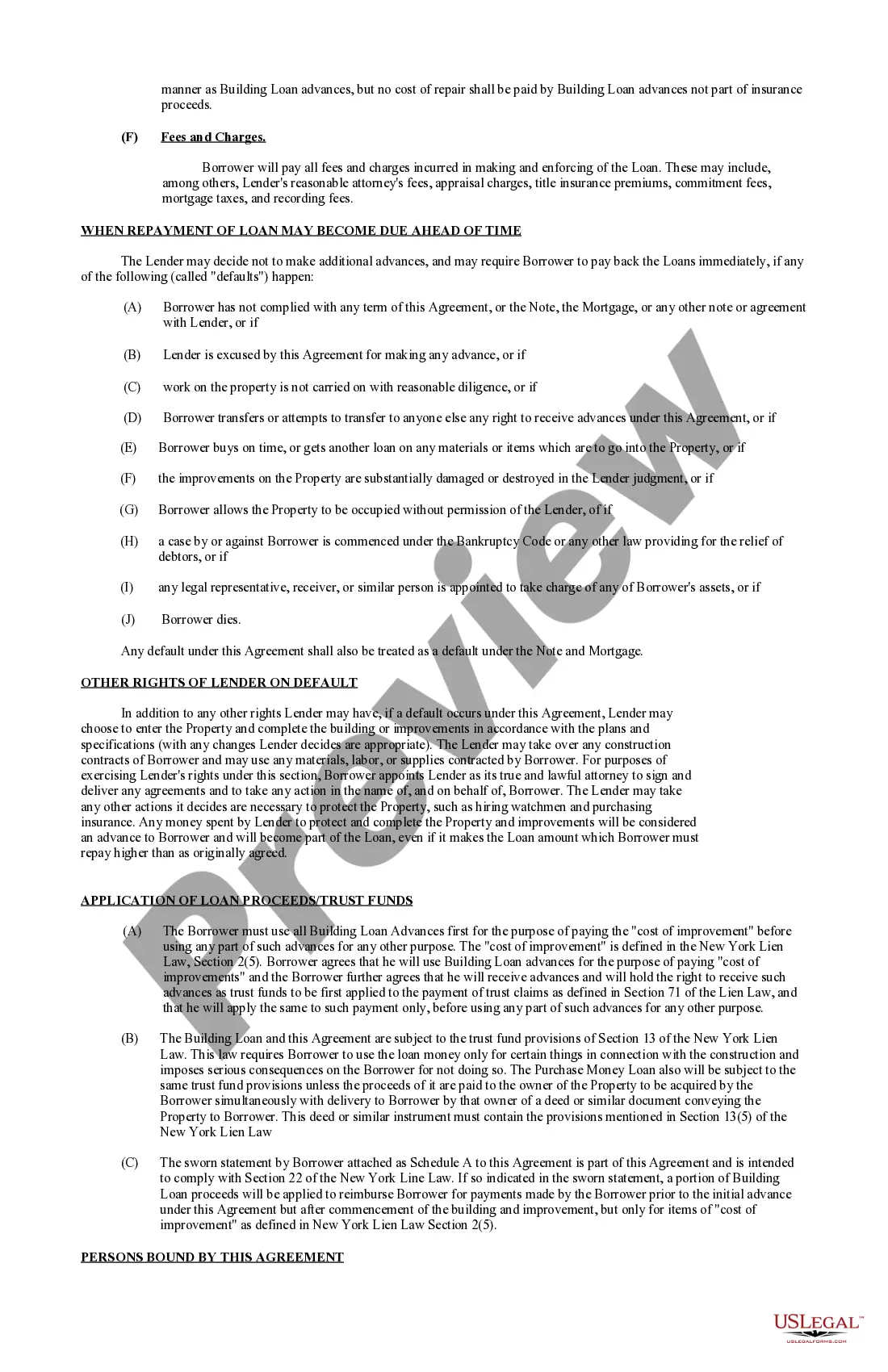 Preview Building Loan Agreement