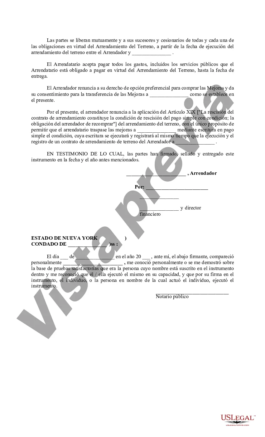 Get Cesión del contrato de arrendamiento y consentimiento para la transmisión de mejoras Preview Cesión del contrato de arrendamiento y consentimiento para la transmisión de mejoras