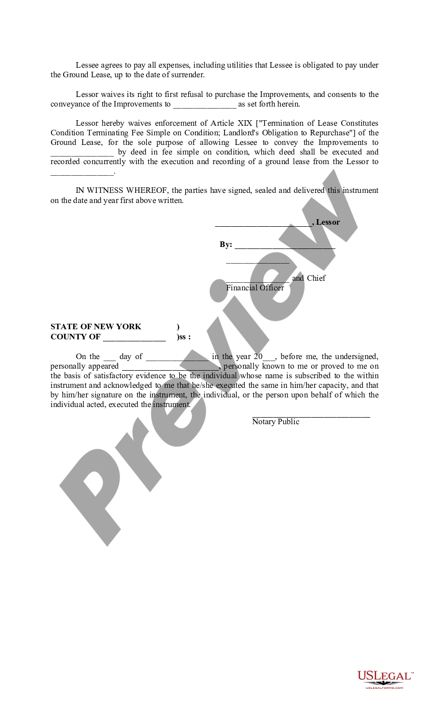 New York Surrender Lease Form | US Legal Forms