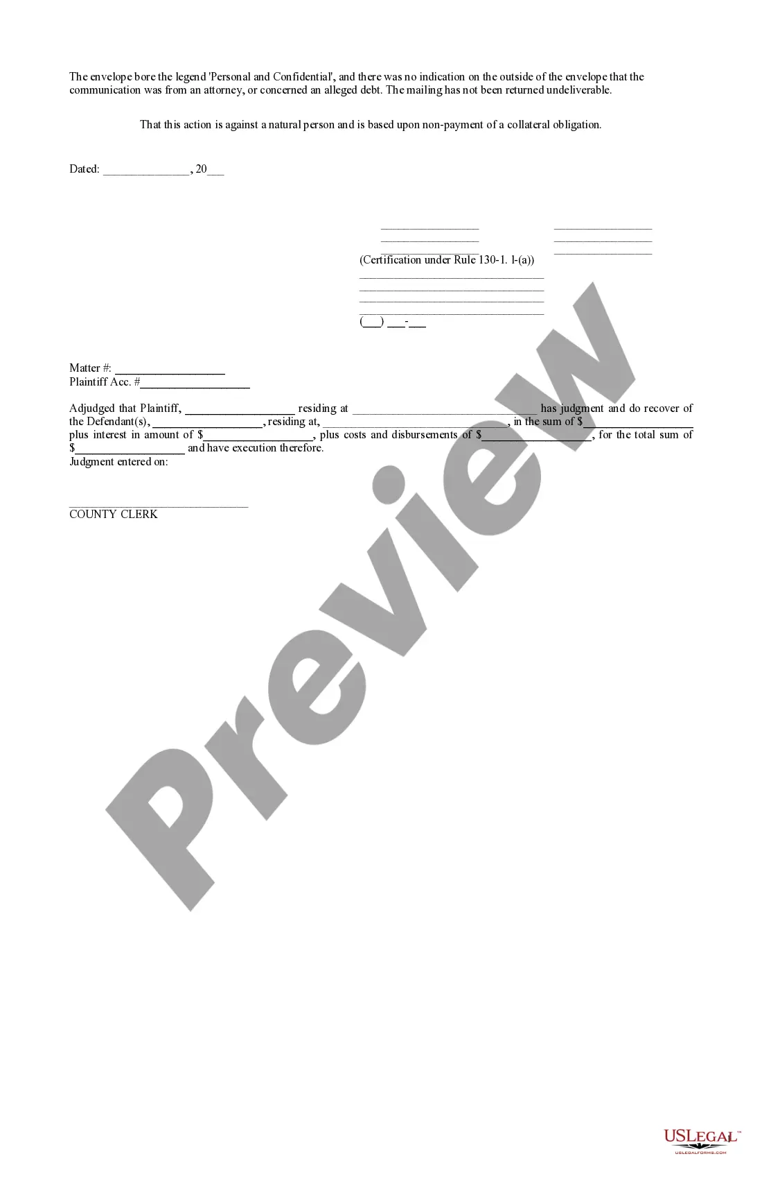 Get Judgment of Default Preview Judgment of Default